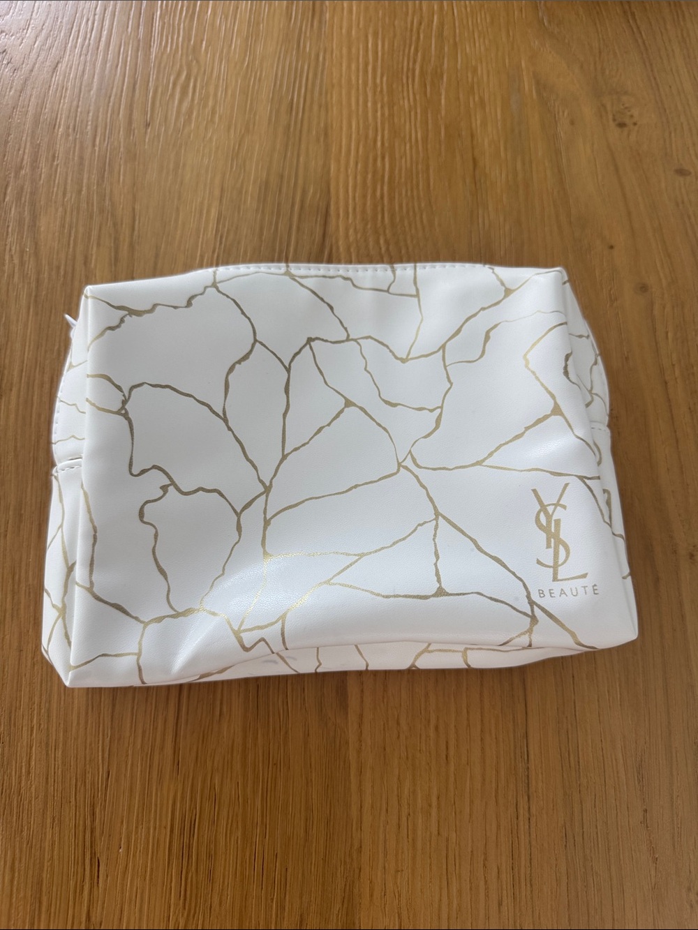 Saint Laurent White and Gold Makeup Pouch